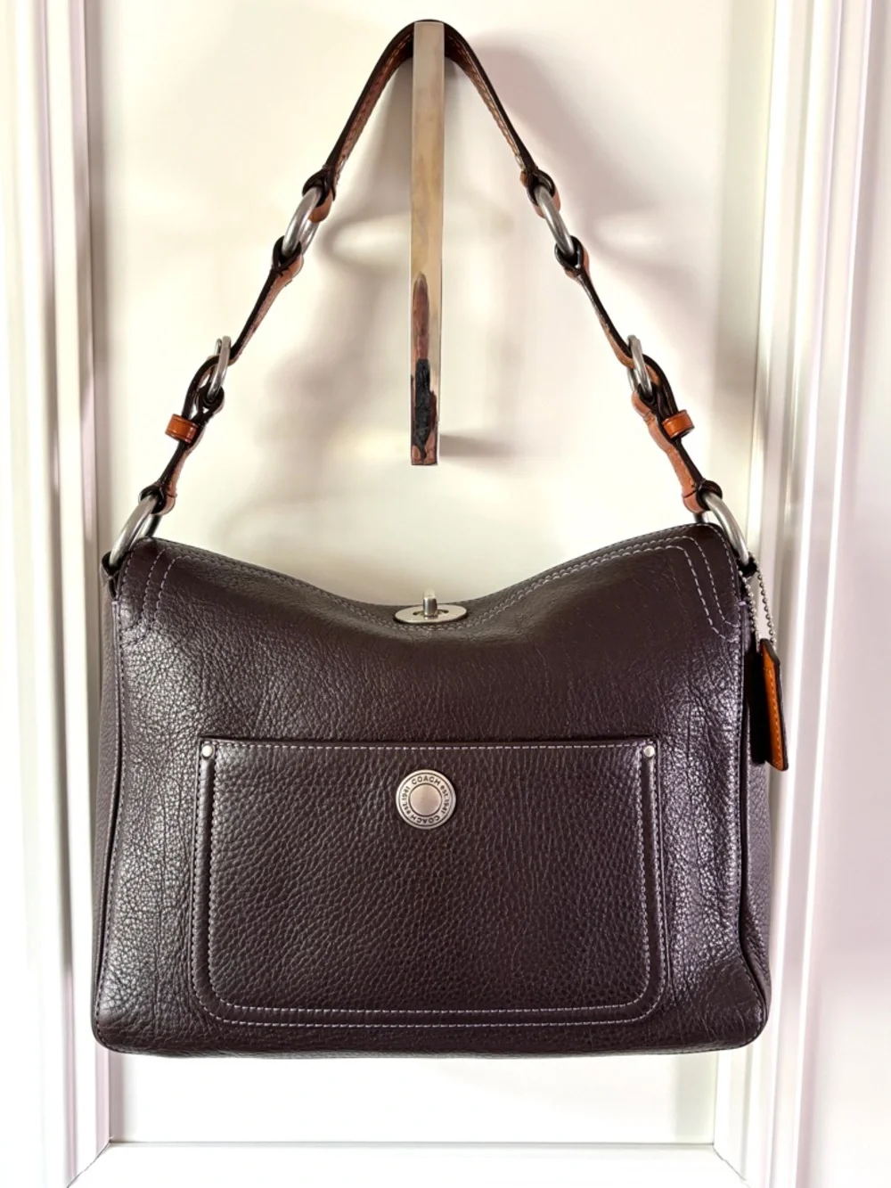 Coach E06S-10131 Chelsea Brown Pebbled Leather Hobo Shoulder Handbag - Picture 1 of 14